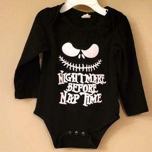 "Nightmare Before Nap Time" black long sleeved onesie/bodysuit